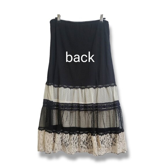 🌿Heart Soul Large Women's Boho Chic Black & Cream Midi Skirt - Picture 8 of 12